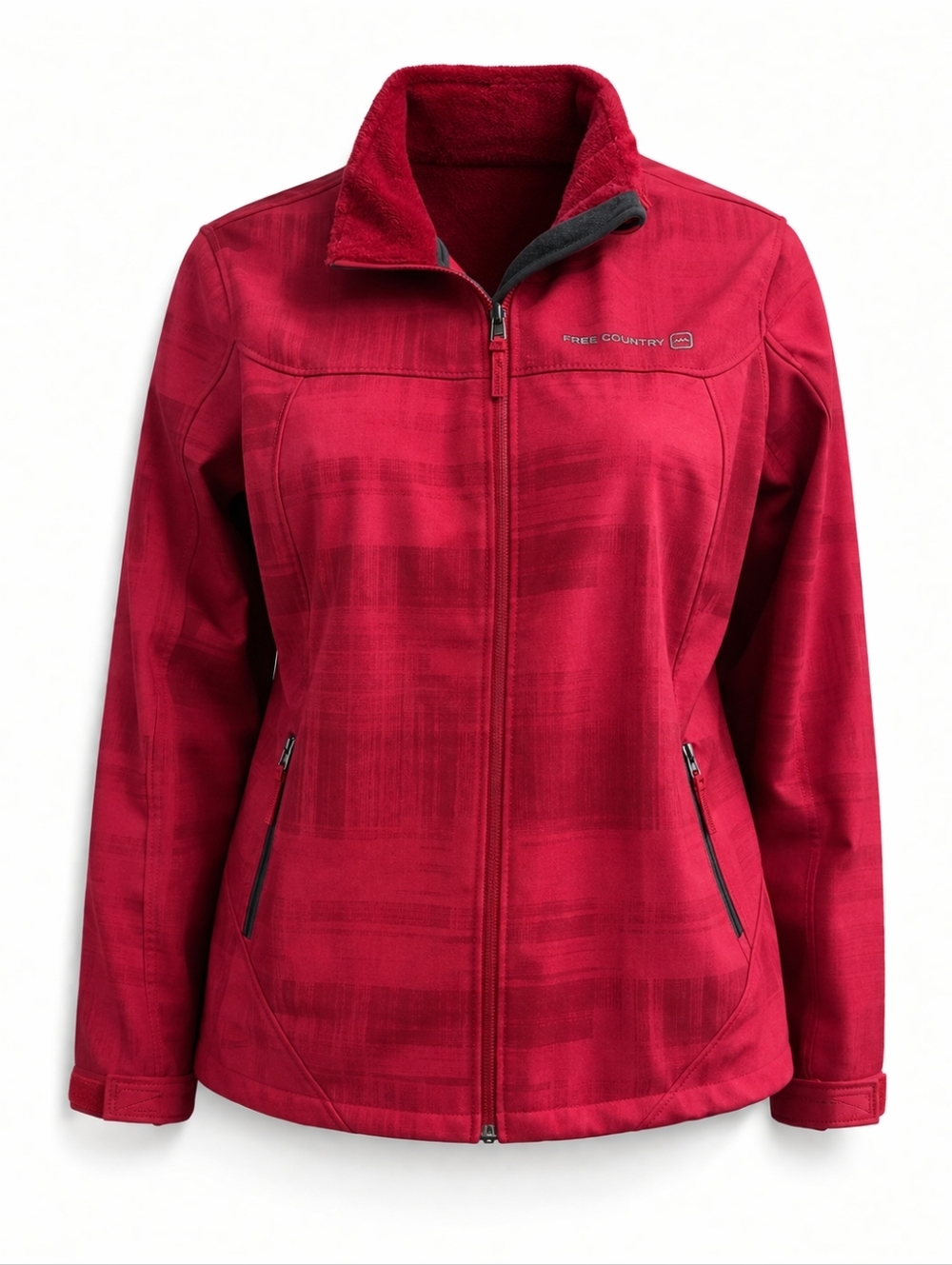 Free Country Red Softshell Jacket Zip Up Windbreaker Outdoor Coat Hiking Sport